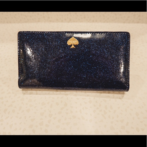 kate spade Handbags - Navy Glitter Large Kate Spade Slim Bifold Wallet